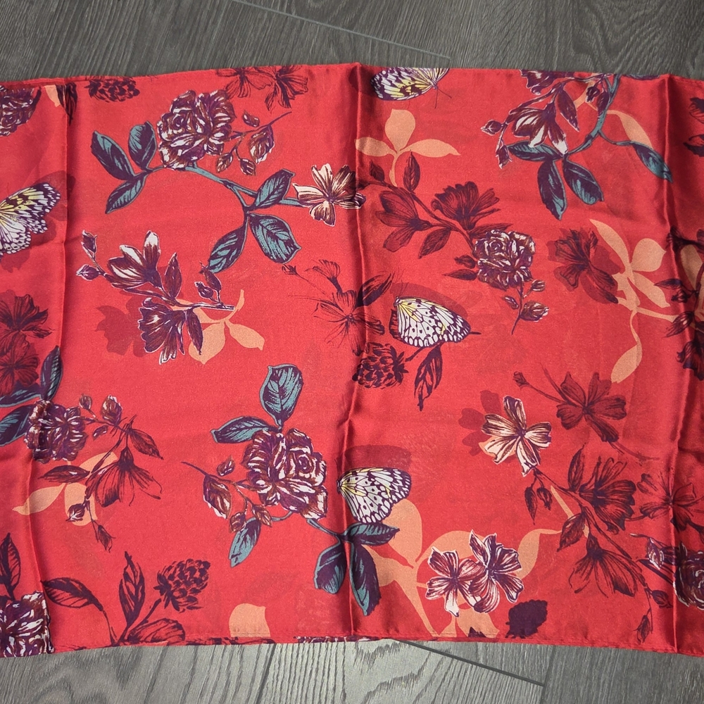 Avon Red Floral Scarf